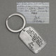 Military tag handwritten key chain, shown with the original handwriting used to personalize it