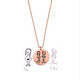 Rose gold disc handwriting necklace, shown with original handwritten artwork used to create it