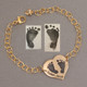 Custom Heart Footprints Bracelet in Gold