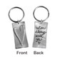 Handwritten note on Rectangle Fine Pewter Key Ring, shown on white