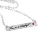 Silver Handwriting bar memorial necklace with actual handwritten signature, with embedded birthstone