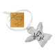 Handwriting Angel Ornament in fine pewter, shown with the actual handwritten note & signature used to personalize it, with white ribbon, shown on white