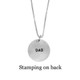 Custom Silver fingerprint necklace, shown with optional stamped message on back