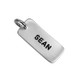 Handmade  Silver Chunky Rectangle charm, stamped with kid's name "Sean", shown on white