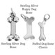 Comparison of some of our popular silver dog bone charms