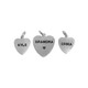 Hand stamped sterling silver heart charms in 1/2" and 5/8"