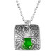 Custom handmade sterling silver Celtic Knot necklace, with green briolette stone, perfect for St Patrick's day, shown close