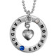 Forever Love Silver Necklace with Birthstones, hand stamped with kids names in block upper font