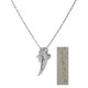 Custom Handwriting Memorial Charm Silver Angel Wing Necklace, shown with handwritten signature used to personalize it