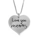 Custom Silver Heart Handwriting Necklace with your actual handwriting, shown close up on white