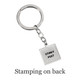 Custom sterling silver key chain with Etched Baby Prints, shown with optional stamping on back 