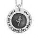 Sterling silver necklace for runners with an expression and runner character, shown close up on white