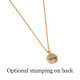 Stamping on back of custom Gold Disc with Crystal Birthstones Necklace
