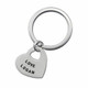 Silver Heart Key Ring custom stamped with your words, shown on white