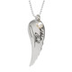 Large Handwriting Memorial Charm Angel Wing in silver, with a pearl, shown close up on white