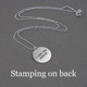 Personalized stamped message on back of silver hand stamped Mother Daughter Necklace