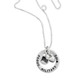 Silver Proud Forever Love Circle Necklace, with US flag and puffed heart silver charms on a silver chain, wide view