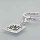 Side view of personalized Silver Square Monogram Key Ring, customized with monogrammed initials AMS