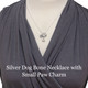 Shown on Silver Dog Bone Necklace, with Small Paw Charm