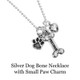 Shown on our Silver Dog Bone Necklace, with Silver Puffed Heart charm and Small Paw Charm