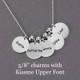 Personalized silver mother's necklace with 5/8", stamped with kids names in Kissme Upper font