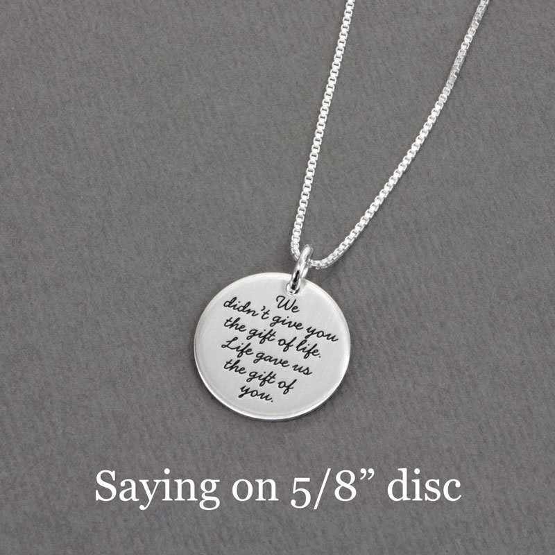 Inspirational quotes necklace. On one side 