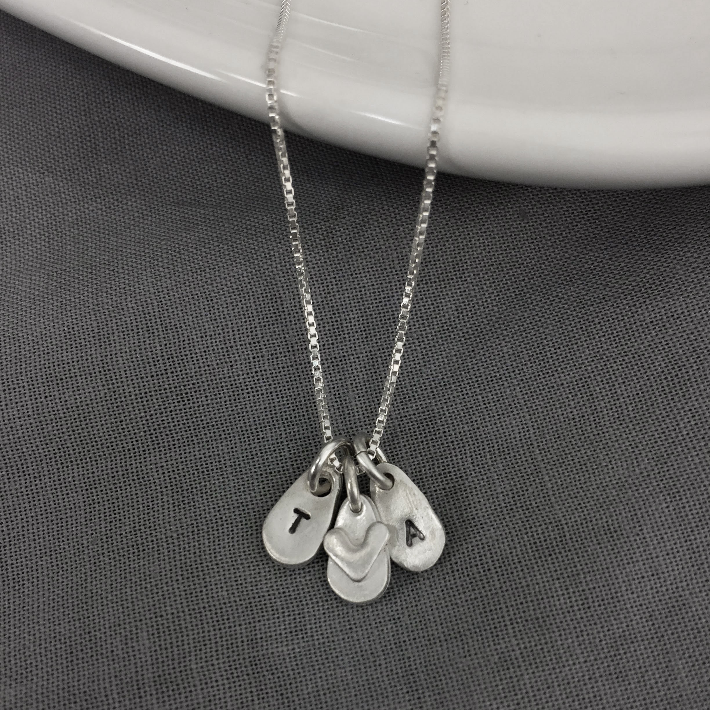 Sterling Silver Custom initials Necklace - Silver