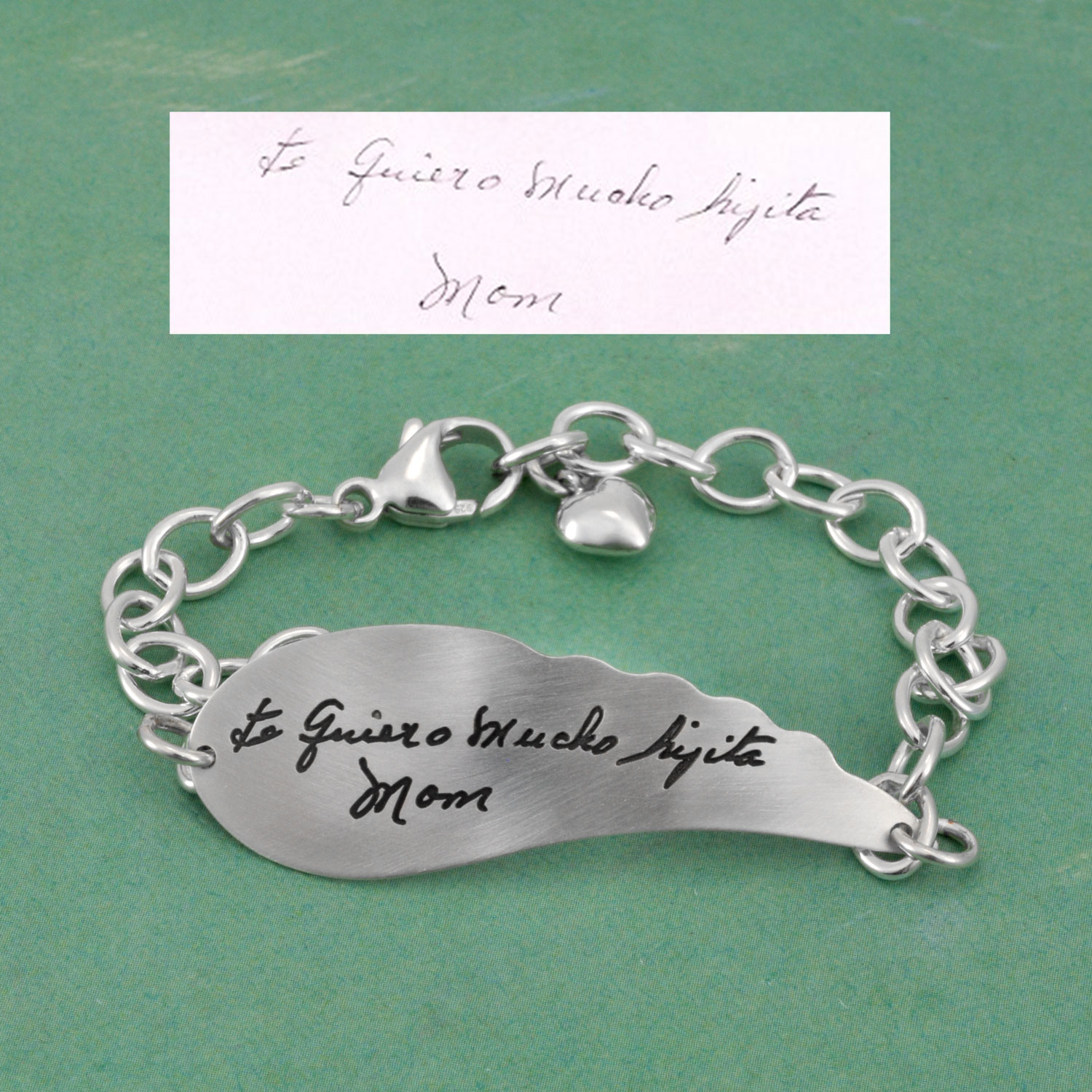 Handwriting Angel Wing Bracelet in Silver