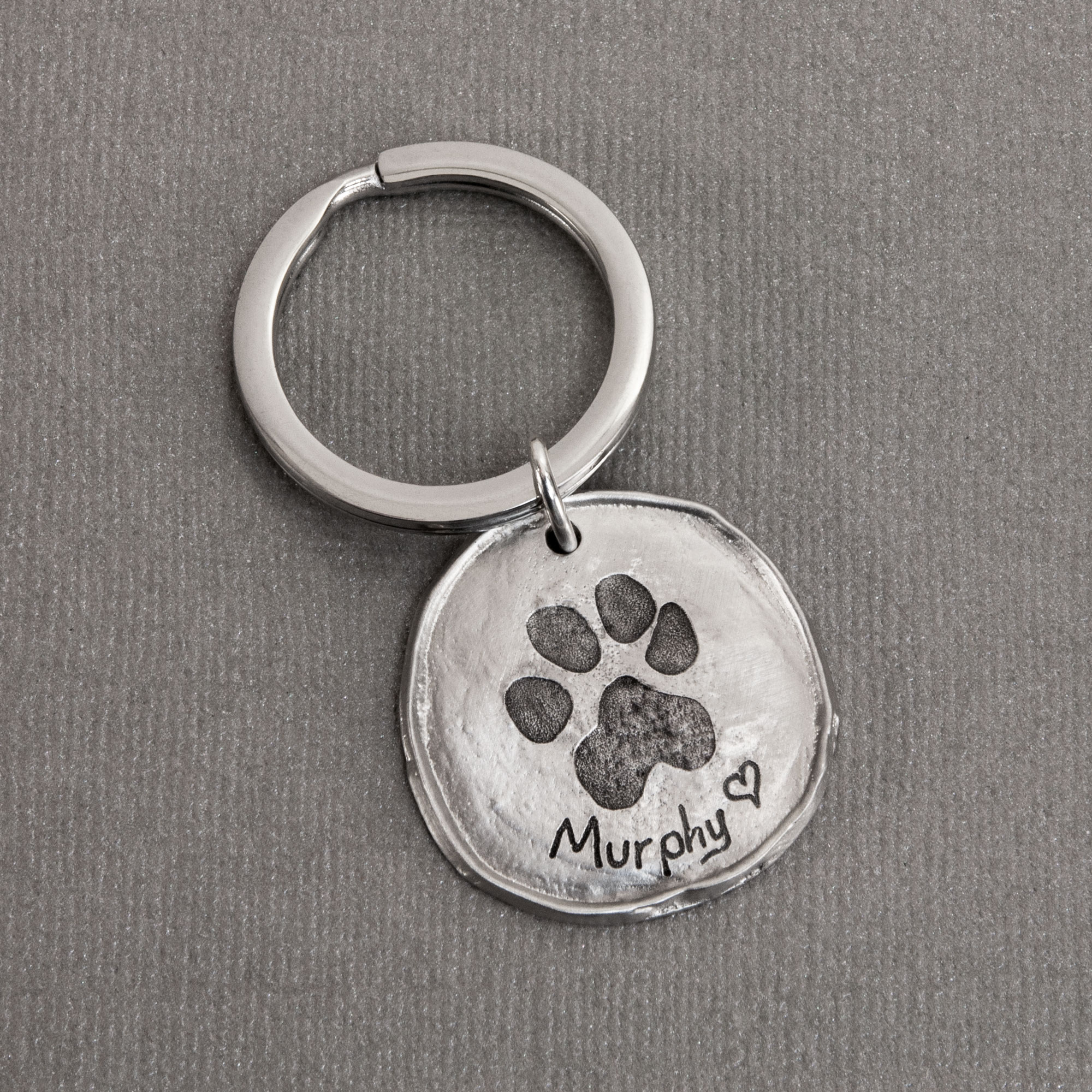 Personalised Paw Print Leather Keyring