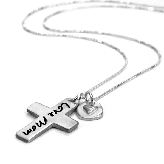Sterling Silver Engraved Monogram Cross Necklace - 9022276