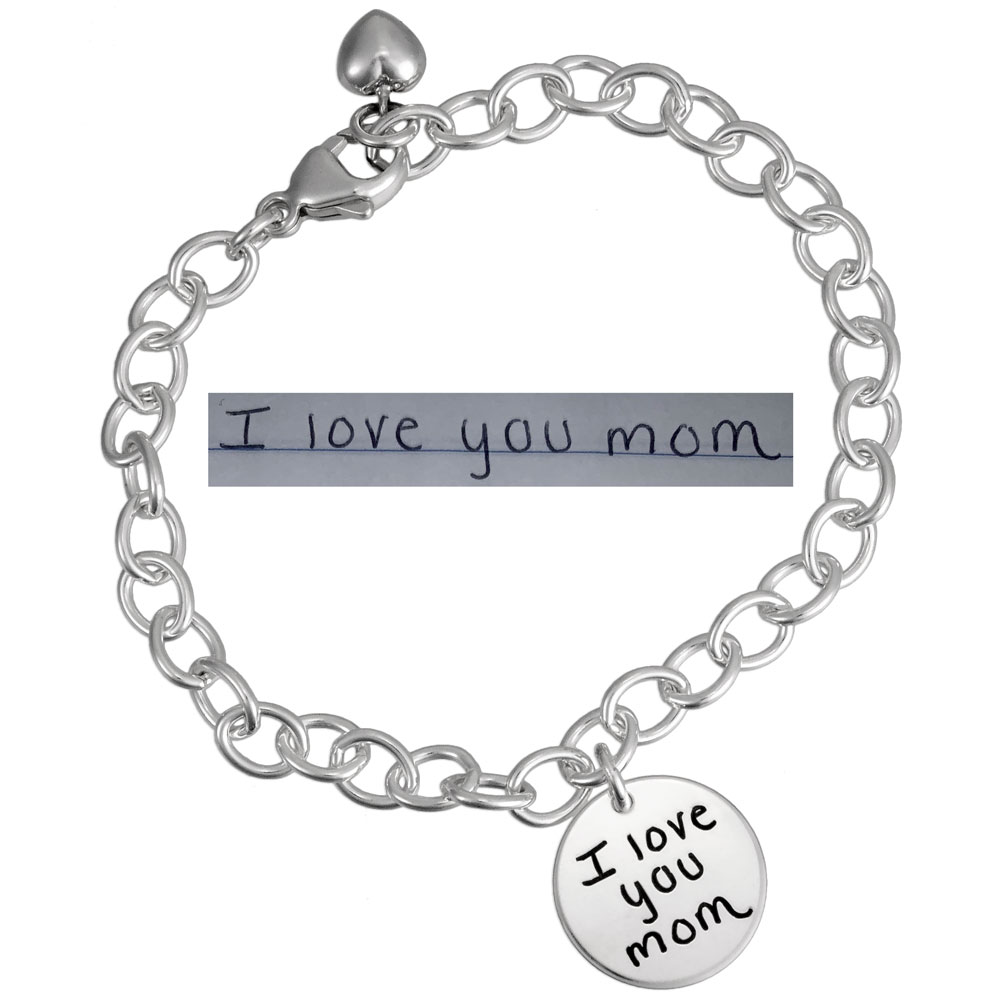 Bouquet Charm Handwriting Love You Round