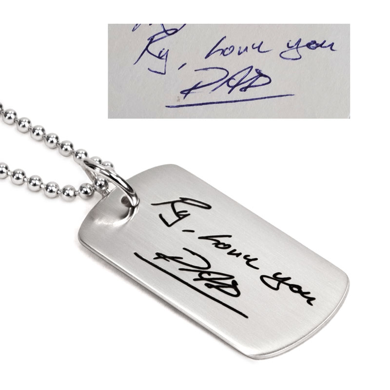 Custom Handwriting Dog Tag Necklace