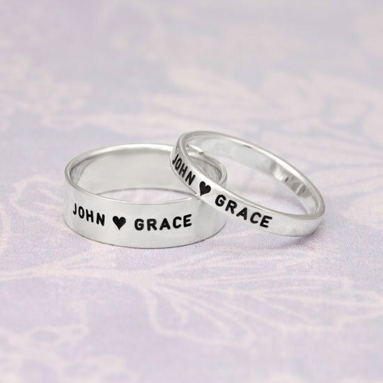 His And Hers Stamped Sterling Silver Rings
