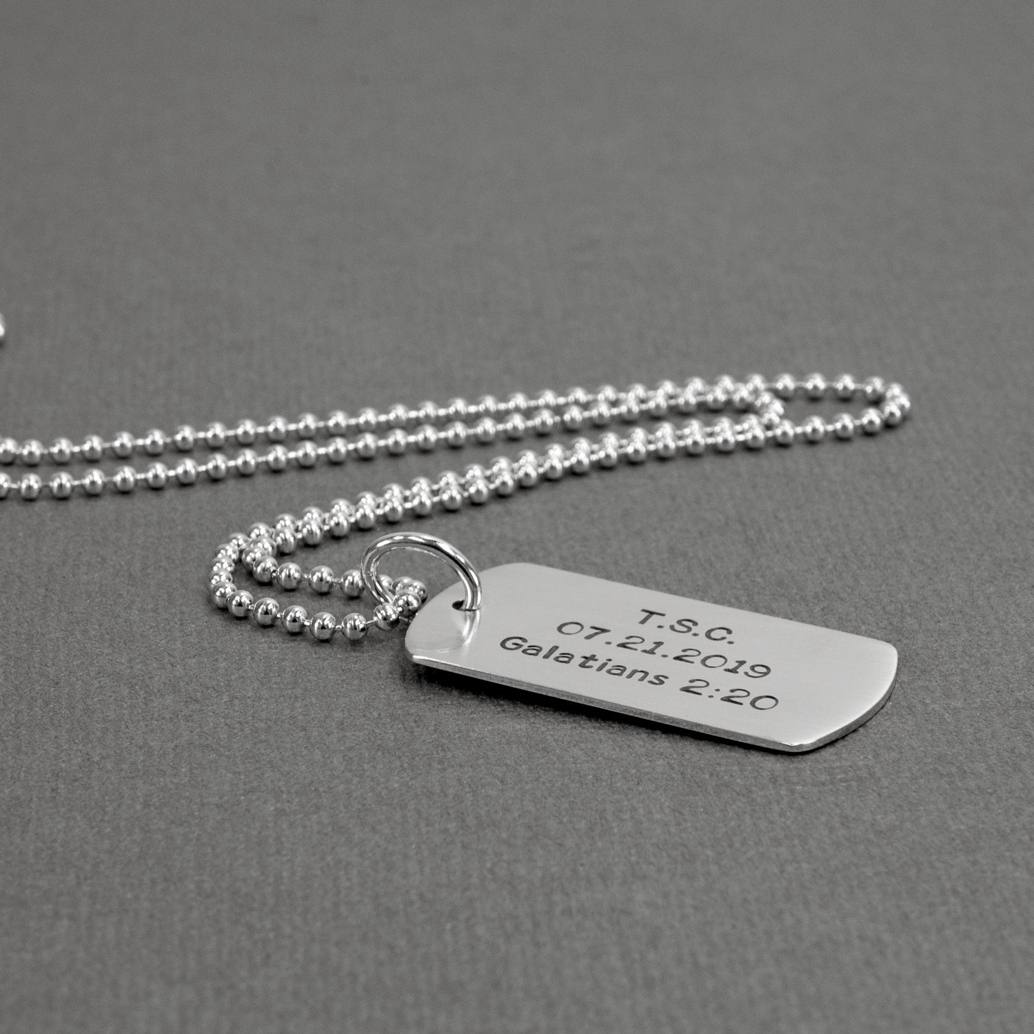 Sterling Silver Personalized Dog Tag Necklace - Fathers Necklace - Mens Name Necklace