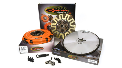 Centerforce Dual Friction ? High Performance Clutch and Flywheel Kit 168 Tooth Gear 0 in/oz Externally Balanced 6 Bolt Crank 700 ft/lbs Capacity 12in Dia. 26-Spline Fits Chevrolet/Pontiac Cars 8 Cyl - KDF931042