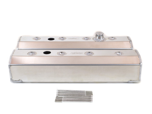 Canton 65-205 Valve Covers Small Block Chevy Centerbolt Fab Alum With Fill & PCV - 65-205