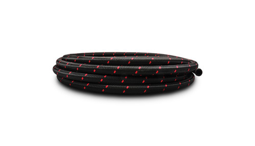 20ft Roll of Black Red Nylon Braid Flex Hose; AN Size: -12; Hose ID: 0.68" - 11982R