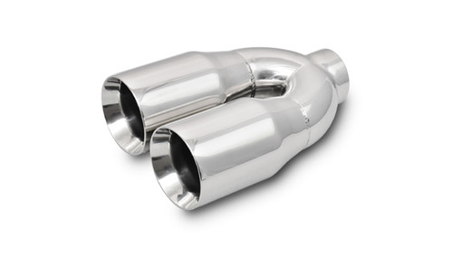 Dual 3.5" Round Stainless Steel Tips (Double Wall, Straight Cut) - 1339