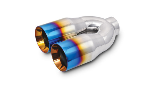 Dual 3.5" Round Stainless Steel Tips with Burnt Blue Finish - 1339B