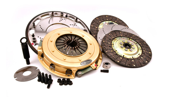 Centerforce SST 10.4 Multi=Disc Clutch and Flywheel Kit 44.15 lbs 164 Tooth Gear 0 in/oz Externally Balanced 8 Bolt Crank 925 ft/lbs Capacity 10.4in Dia. 26-Spline Fits Ford Mustang 8 Cyl - 412114805