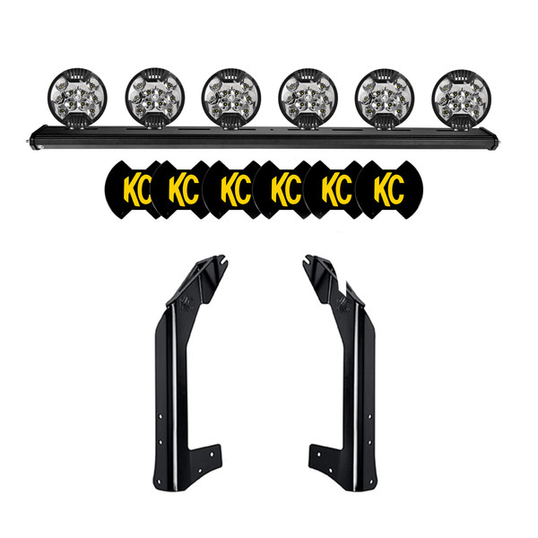 KC HiLITES 50in KC Xross Bar - Overhead - SlimLite LED - 6-Light System - 300W Spot Beam - 07-18 Jeep JK - 97063