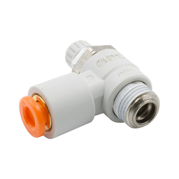 NEEDLE VALVE RIGHT ANGLE 1/4in OD QUICK DISCONNECT TO 1/8inNPT THREAD (METER OUT) - NVRAMO