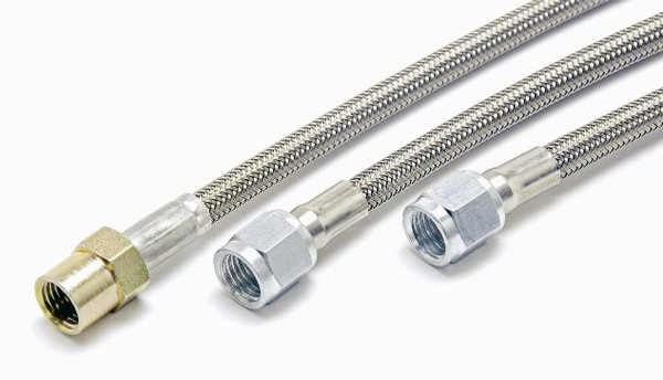 Stainless Steel Braided Line: Double -4 AN: Female: 11 in.: w/Bleeder Screw - 139009-11