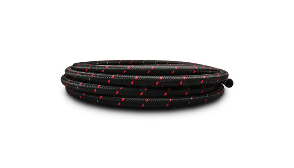 10ft Roll of Black Red Nylon Braided Flex Hose; AN Size: -4; Hose ID: 0.22"; - 11964R