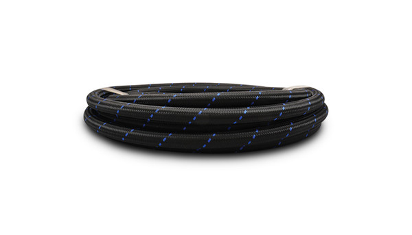 20ft Roll of Black Blue Nylon Braided Flex Hose; AN Size: -6; Hose ID: 0.34"; - 11976B