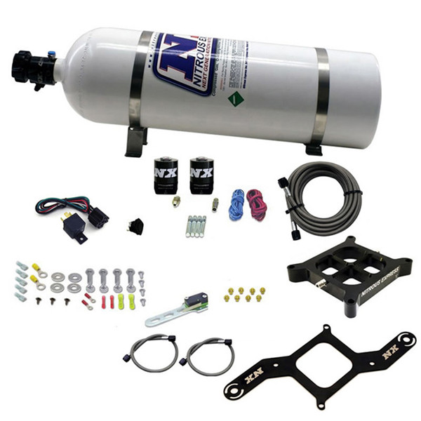 Nitrous Express 4150 SINGLE ENTRY CROSSBAR PLATE SYSTEM PRO POWER(100-500HP) W/15LB BOTTLE - 63540-15