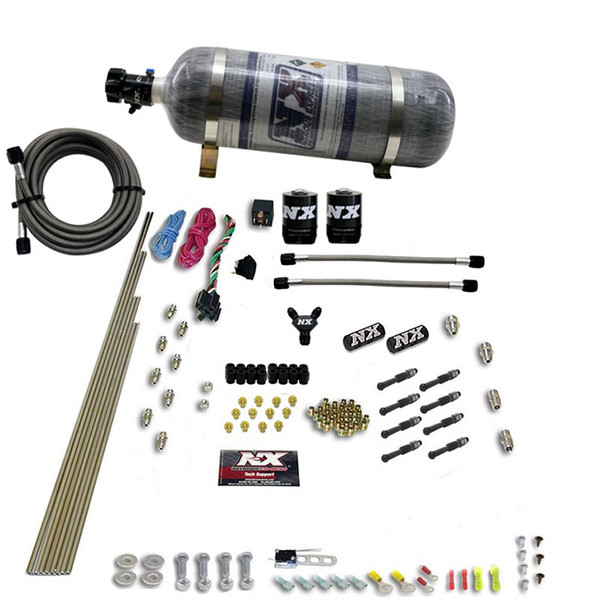 Nitrous Express 8 CYL DRY DIRECT PORT 2 SOLENOIDS W/ COMPOSITE BOTTLE (200-600HP JETTING) - 93006-12