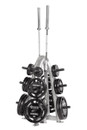 Hoist CF 3444 Commercial Four Sided Olympic Plate Tree shown with Optional Olympic Bar Holders CF-OPT-02 - Maximum 2 per unit (sold separately) & Optional Olympic Bar & Weight Plates (Sold Separately)