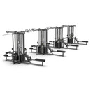 True Fitness TMS16000 4 Modular Frames With Triple Cable Crossovers (TMS16000 Shown with Optional Lat Pull Downs, Vertical Colums and Seated Rows)