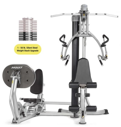 Hoist Mi1 Home Gym - Shown with the whole shebang:  Optional Weight Stack Upgrade & Leg Press